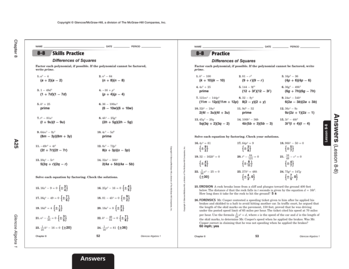 Glencoe algebra 1 chapter 8