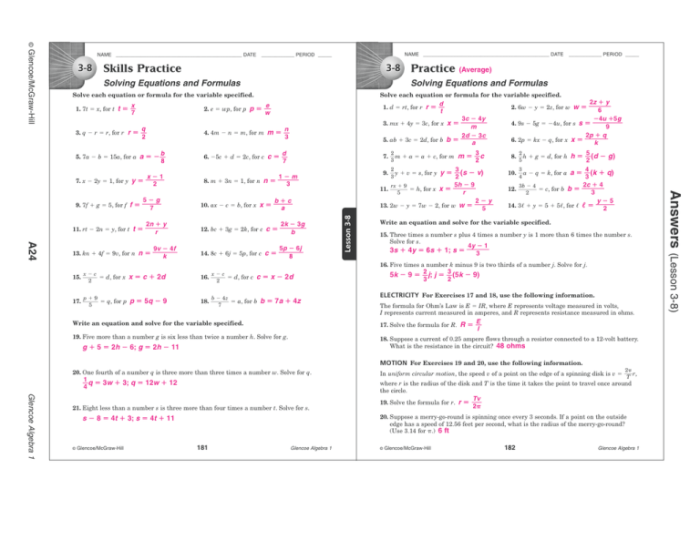 Glencoe algebra 1 chapter 8