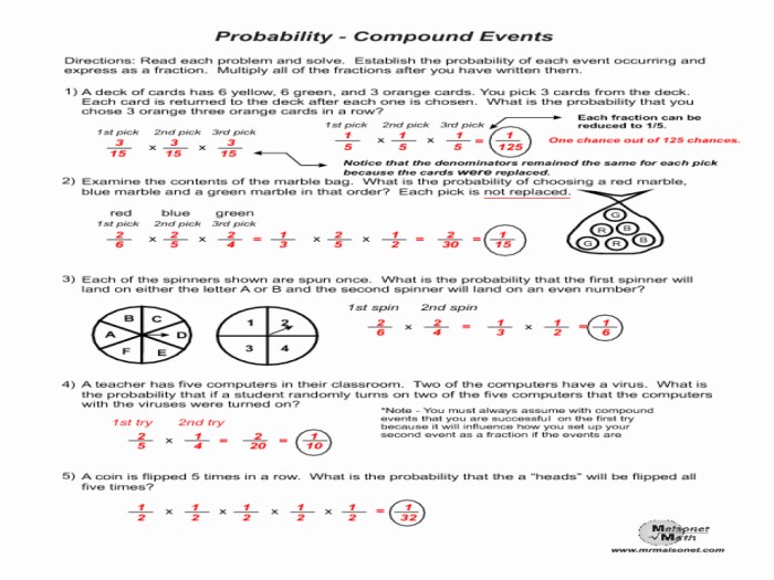 Probability with compound events worksheet