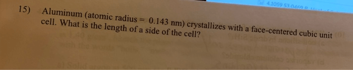 If the atomic radius of aluminum is 0.143 nm